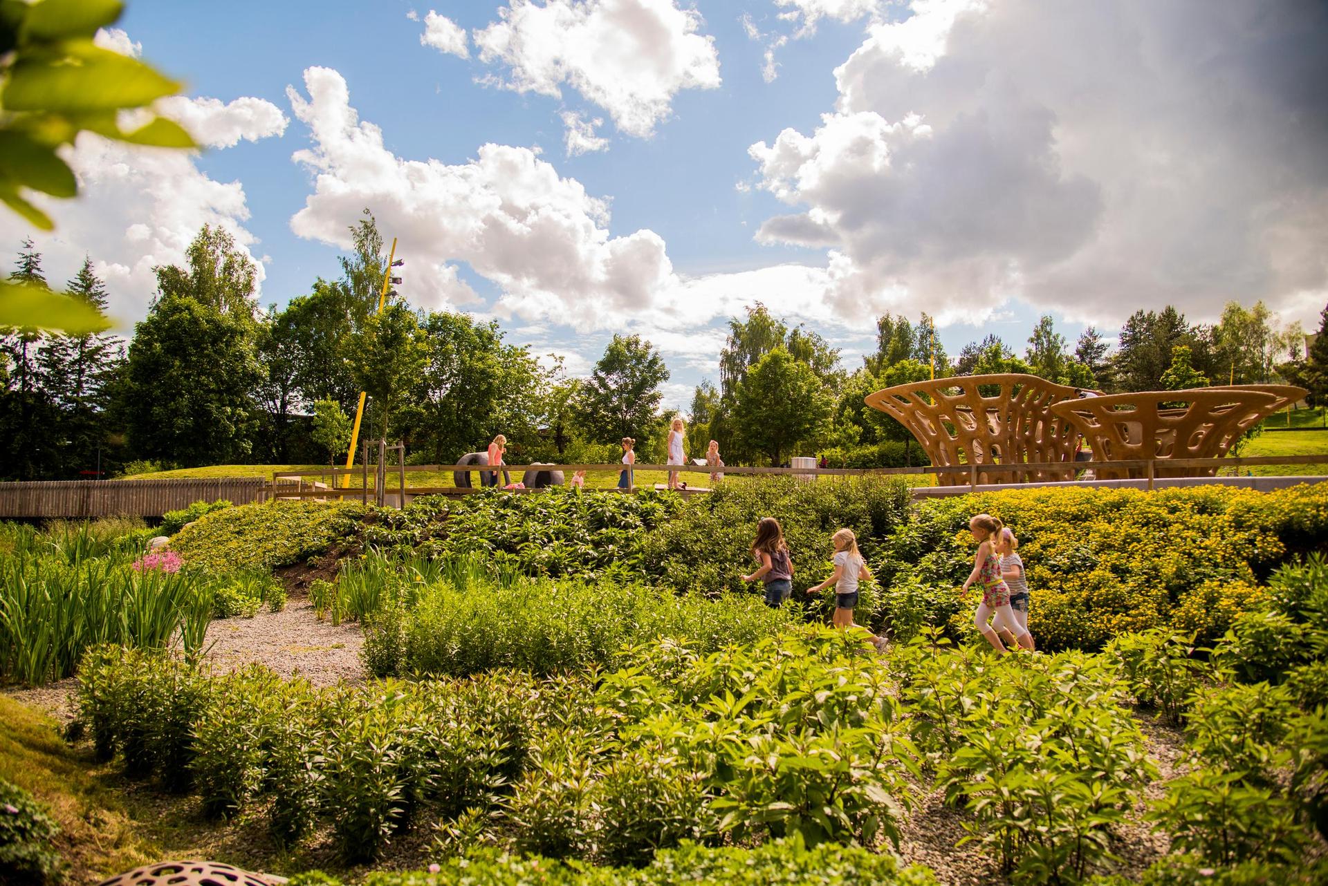 Children playing in Verdensparken park in Oslo